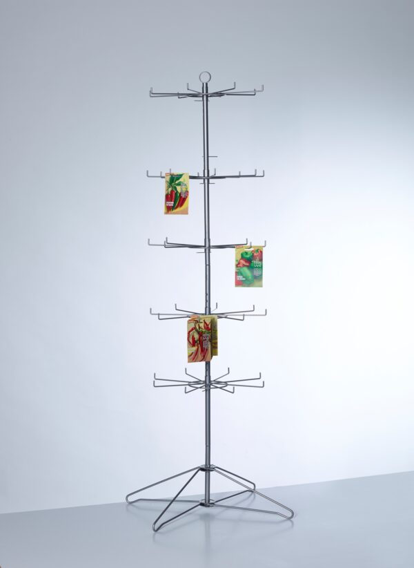 Floor display with fixed single hooks