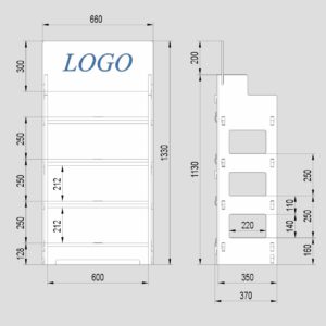 SC0620-Buyck Displays-SCHRANK AUS HÖLZ MIT REGALEN